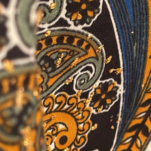 Gold Coast Kaftan Blue Paisley Pattern, Gold Glitter Accents women’s sz One Size - Picture 7 of 16